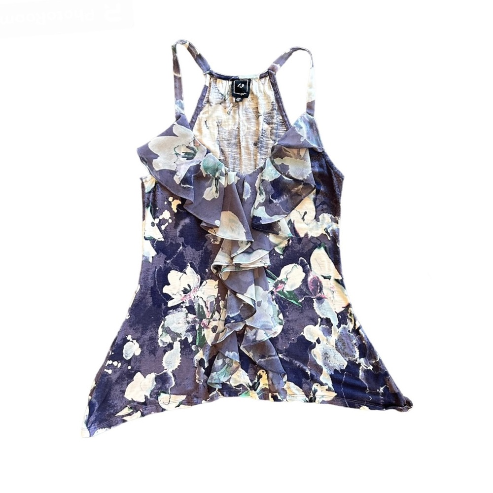 ⭐️Anthropologie one September floral ruffled sleeveless tank top blouse size xs